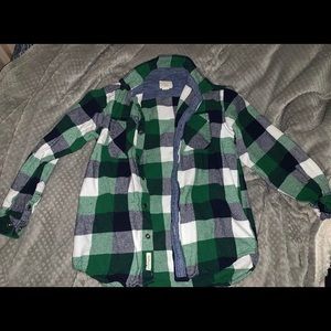 Green plaid Original Weatherproof Vintage flannel. Size YL.